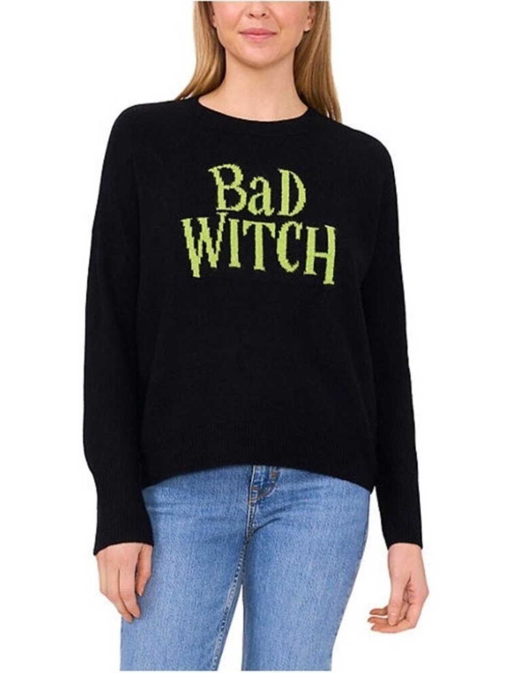 Vince Camuto Sweater Women XL Black Bad Witch Halloween Long Sleeve Pullover NWT